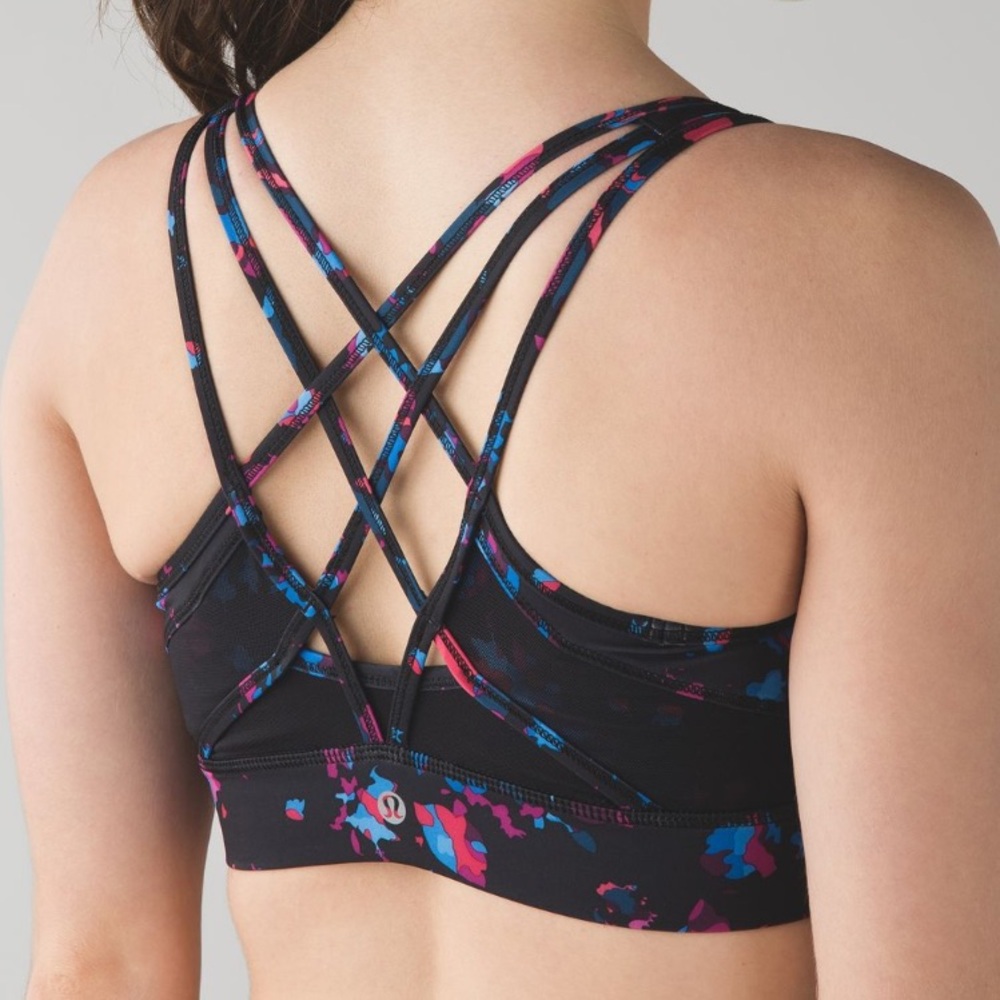 Women's Strappy Sports Bra - Black and Blue